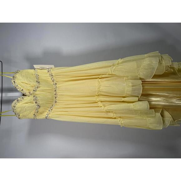 NWT Mac Duggal Yellow Strapless High-Low Ruffle Dress with Embellishments Size 4 - Picture 9 of 13